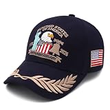 United States 250 Anniversary USA Hat, 1776-2026 Adjustable Eagle & Liberty Embroidered Patriotic Hats, 250 American Anniversary Cap for Men & Women (Blue)