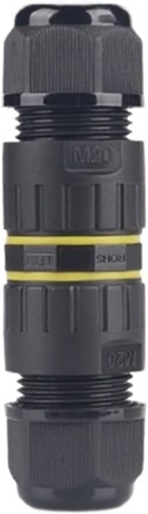 M20 straight through connector 5 core waterproof connector black lock wire outdoor light with wire connector(Wire diameter size 9 12mm)