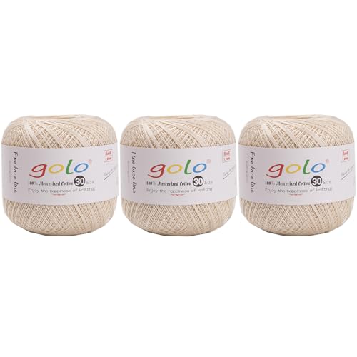 Image of golo 3 Skeins Crochet Thread Size 30 Embroidery Thread Yarn for Hand Kniting Yarn for Tatting 702