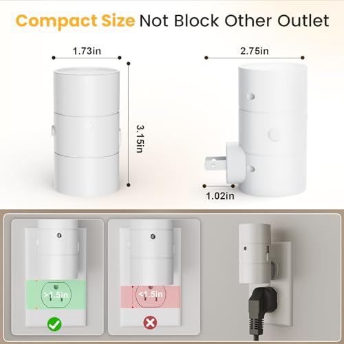 Image of VOLISUN Night Light, Dimmable Led Night Lights Plug into Wall, Amber /3000K /4500K, 0-100LM Adjustable Brightness, Dusk to Dawn Nightlight for Hallway, Bathroom, Bedroom White 4 Pack