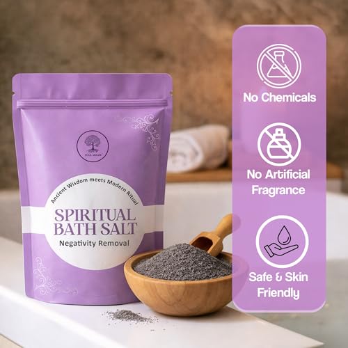 Image of Negativity Removal Bath Salt 200g & Black Tourmaline Evil Eye Bracelet Aura Cleansing, Spiritual Protection & Negative Energy Removal Combo for Men & Women