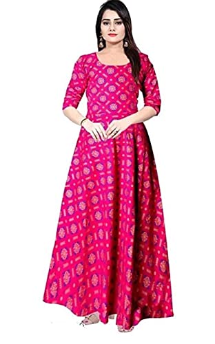 Image of Sushila Art Women's Solid Printed Rayon Kurta TEC 5
