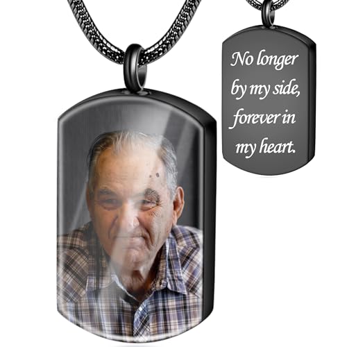 Bivei Personalized Urn Necklace for Ashes, Custom Photo Ashes Necklace for Human Pet, Memorial Keepsake Cremation Jewelry Gifts for Women Men