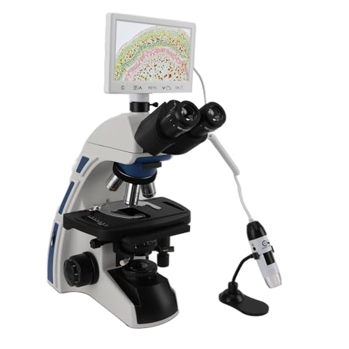 Image of Digital Trinocular Microscope 40X-1000X, 7 Inch Screen, Mechanical, Handheld Microscope, for Laboratory Research, Aquaculture (US Plug)