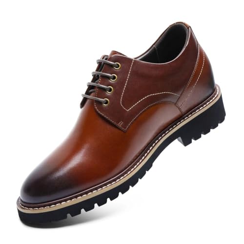 Image of CHAMARIPA Men's Height Increase Shoes - Built-in Custom Lift Insole - Breathable Calfskin for All-Day Wear - Business Casual & Formal Derby Elevator Shoes - Height Increasing 3.15 Inches