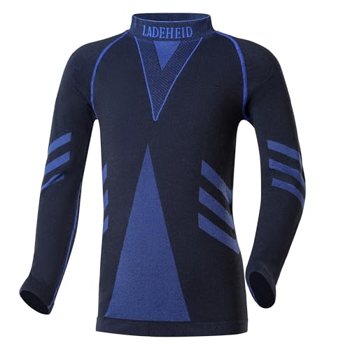 Ladeheid Maglia Termica Bambino e Bambina Manica Lunga LAGI007 (Nero/Blu Marino, 158-164)