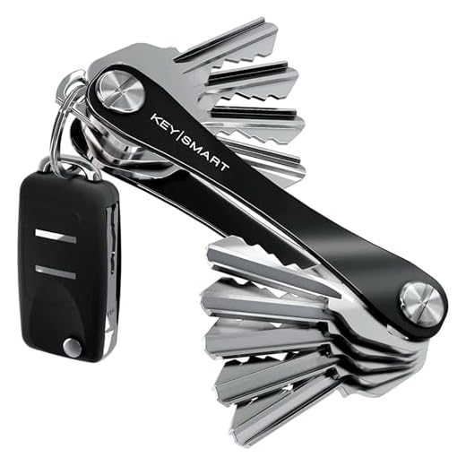 KeySmart Compact Minimalist Pocket-Sized Key Holder and Key Organizer, EDC Key Carrier w Key Ring Loop Piece for Car Key Fob Keychain Accessories for Men, Husband and Dad