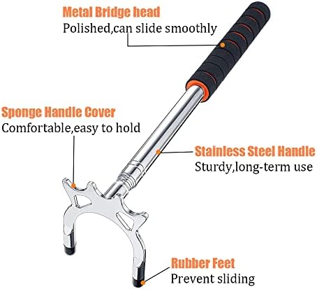 Swetup Cue Stick Bridge, Snooker Rest Stick Snooker Table Rest Pool Bridge Rest Stick Retractable Billiards Cue Stick Bridge with 3 Brass Bridge Head Snooker Accessories for Pool Table, Snooker, Game