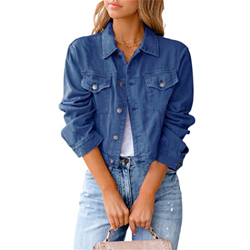 Veste en jean femme bleu marine L confortable pour la mi-saison