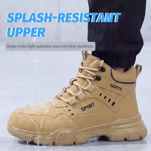 Image of Steel Toe Boots for Men Puncture Resistant Work Utility Safety Shoes