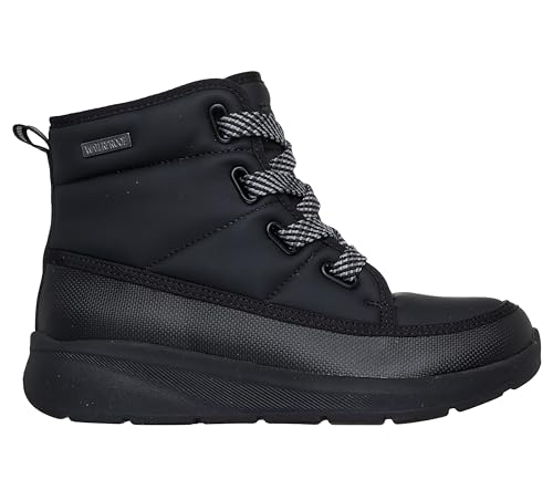 Skechers Skechers Women's TAHOE, Waterproof, RELAXED FIT lace up puffer boot, Black/Black, 9.5M