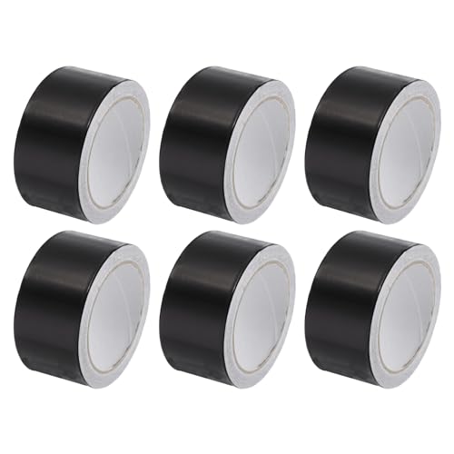 Image of uxcell Aluminum Foil Tape 2 Inch x 22 Yards Black High Temperature Tape for HVAC, Sealing, Patching Hot and Cold Air Ducts 6 Pcs, Silver