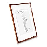 Classic by Casa Chic - Echtholz Bilderrahmen A2 - Rustikales Braun - mit DIN A3 Passepartout - Acrylglas - Rahmenbreite 2cm