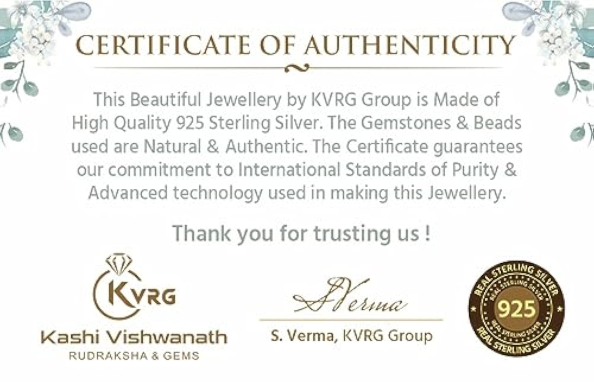 Certified Pearl Moti Mala with 925 Sterling Silver Designer Caps