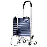 ♦♢[Características] Marco a Prueba de Herrumbre, Resistente Al Desgaste, Ahorra Mano de Obra, Ligero, Puede Subir Escaleras, Carrito de Compras Plegable