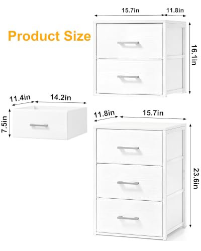 Image of Fixwal Closet Drawers for Clothes, 2 Pack, 5 Drawers Stackable, 15.7 inch Wide