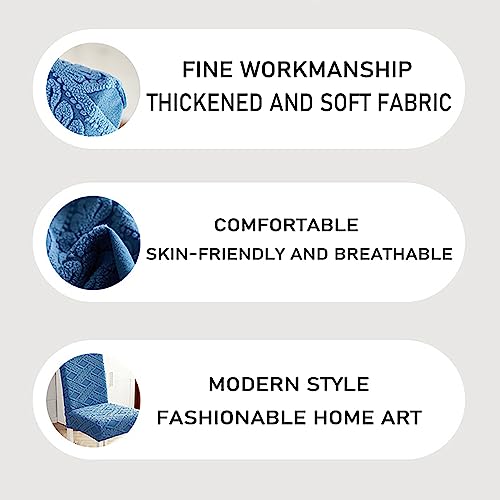Housse de chaise extensible et lavable en jacquard épais bleu