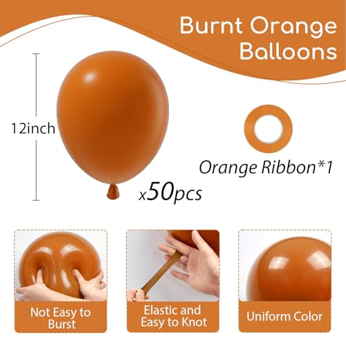 Image of Burnt Orange Balloons 12inch, Burnt Orange Latex 50pcs Party Balloons | Fall, Bridal Shower, Baby Shower, Wedding, Graduation, Birthday Party Decorations