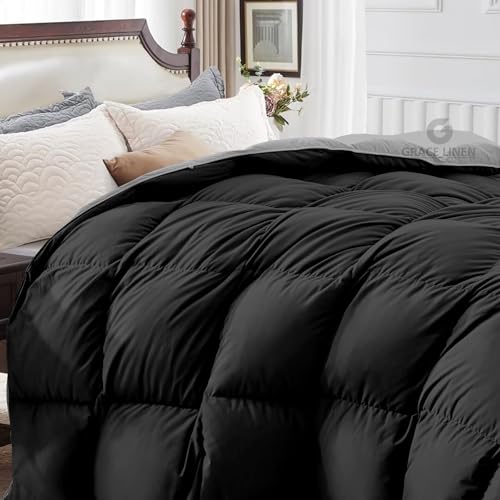 Image of Restful Sleep Reversible All Weather Comforter Double Bed Size - Dohar /Rajai /Blanket /Duvet -250 GSM Quilt Soft Microfiber Fill Double Bed (90 inchX100 inch) - Black /Silver Grey Color