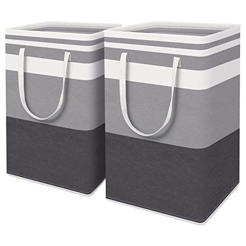 2-Pack Collapsible Large Laundry Basket, 75L Freestanding Slim Waterproof Laundry Hamper with Easy Carry Handles,Dirty Clothes Hamper for Bedroom Dorm Bathroom Laundry Room