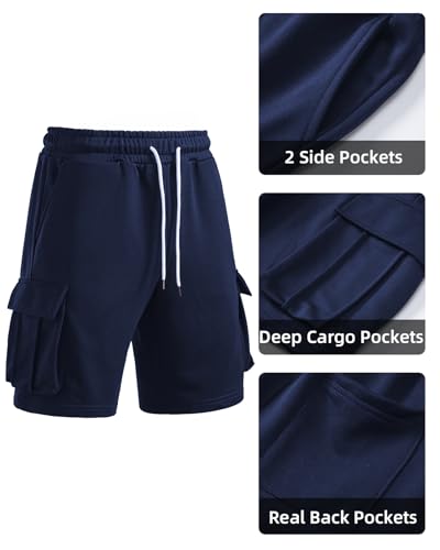 Image of Men's Cargo Sweat Shorts Casual Workout Athletic Jogger Gym SweatShorts