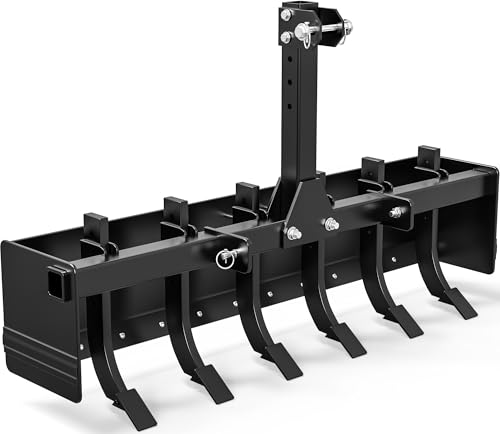 YINTATECH 55" 3 Point Box Blade for Tractor,ATV Box Scraper, Grader Blade Tractor Attachment Fits for Category 0 1,Black