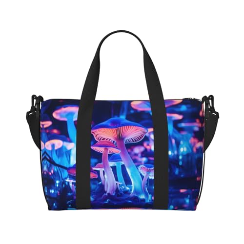 Phayah Glowing Mushroom Crossbody Travel Bag Overnighter Duffel Bags Carry On Size Ideal For School Or Overnight Travel Bag2