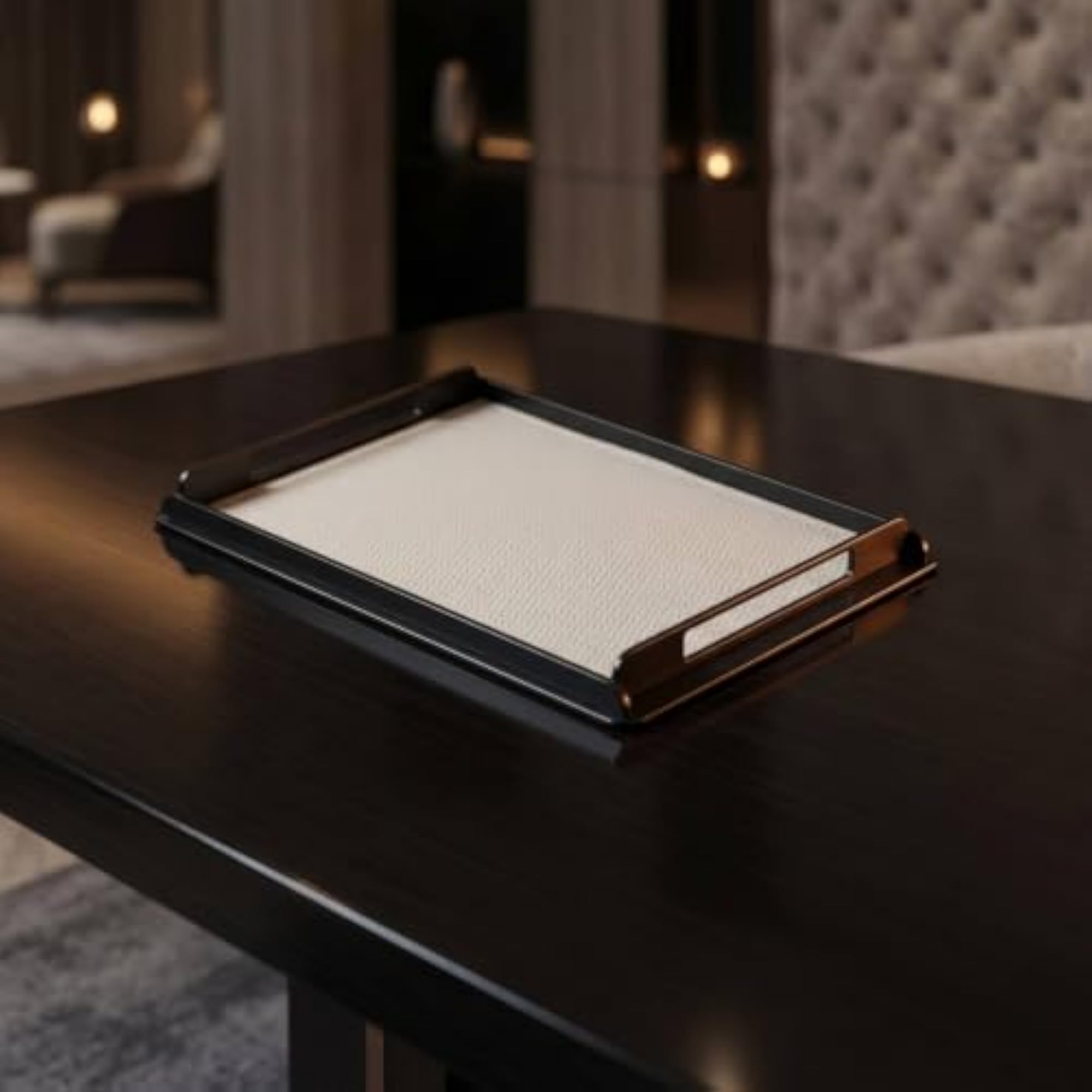 Rectangular Tray with Handles, Slim Metal Frame