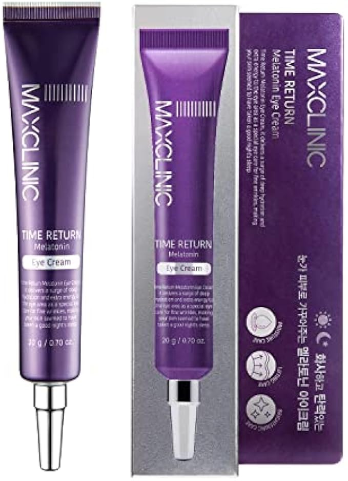 MAXCLINIC Time Return Melatonin Under Eye Cream 20g 0.7oz Melatonin 7 Hyaluronic Acid Complex Nutrition Wrinkle Repair Tube Serum