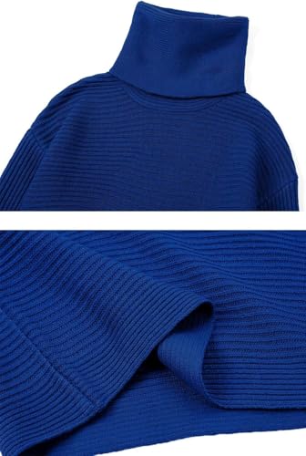 Image of ebossy Womens Ribbed Knit Sweater Outfits Casual Loose 2 Piece Turtleneck Pullovers Elastic Waist Maxi Skirt Sets