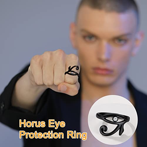 U7 Placcato Nero Anello Occhio di Horus in Acciaio...