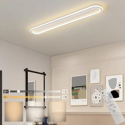 Plafonnier LED dimmable avec télécommande pour salon moderne blanc 120cm