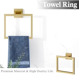 10-Piece Brushed Gold Bathroom Accessories Set – 23.6" Towel Bar, Towel Ring, Toilet Paper Holder & Hooks, Wall Mounted Bathroom Hardware, Rust & Corrosion-Resistant, Ideal for Modern Bathrooms