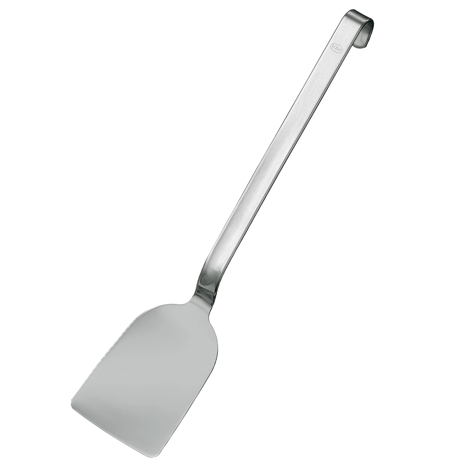 Rösle Haken Pfannenschaufel, Hochwertiger Pfannenwender mit abgrundetem Blatt, Edelstahl 18/10, Spülmaschinengeeignet, 33 Cm