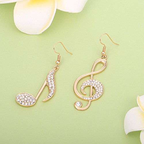 Dainty Music Note Asymmetrical Dangle Hook Earrings for Women Crystal Cubic Zirconia G Clef Musical Drop Fake Huggie Hoops Earring Fashion Jewelry Gifts Christmas4