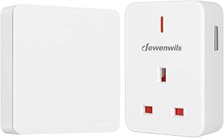 DEWENWILS Remote Control Sockets, Wireless Light Switch Heavy Duty 13A/3120W, Programmable, 30m Long Range, CE and RoHS Listed, 1 Sockets and 1 Wireless Wall Switch