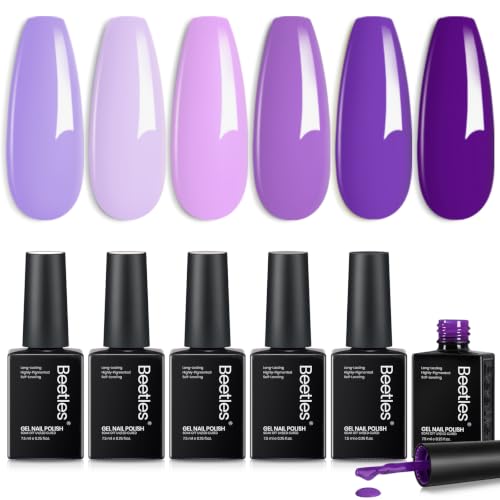 Image of Beetles Purple Gel Polish Set, Violet Letter Collecion, 6 Purple Colors