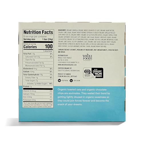 Image of 365 by Whole Foods Market, Organic Chocolate Chip Chewy Granola Bars, 8 Count (Pack of 4)