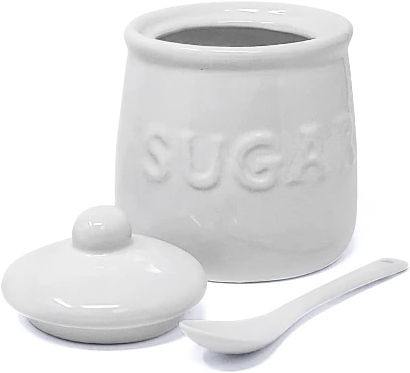 Kovot 10 oz Ceramic Sugar Jar & Spoon Set | White