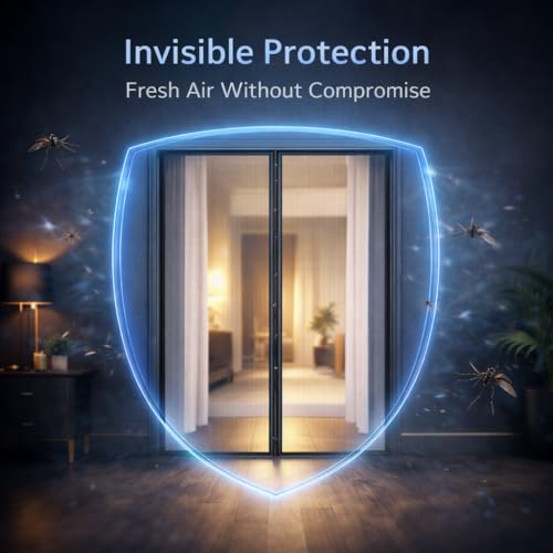 Image of Polyester Magnetic Mosquito Net for Door 210 * 100cm | Mosquito Curtain for All Types & Sizes Door Nets for Mosquitoes Auto-Closing Insect Screen to Keep Mosquitoes Out Black (Brown)