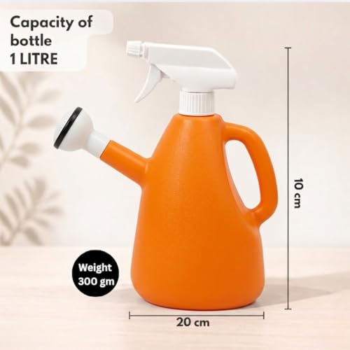 Image of Urban Upvan Watering and Spray Dual-Use Watering Can 1L | Garden Watering Sprayer Bottle with Adjustable Nozzle | Indoor Outdoor Plant Watering Tool for Home, Balcony & Garden (Orange)