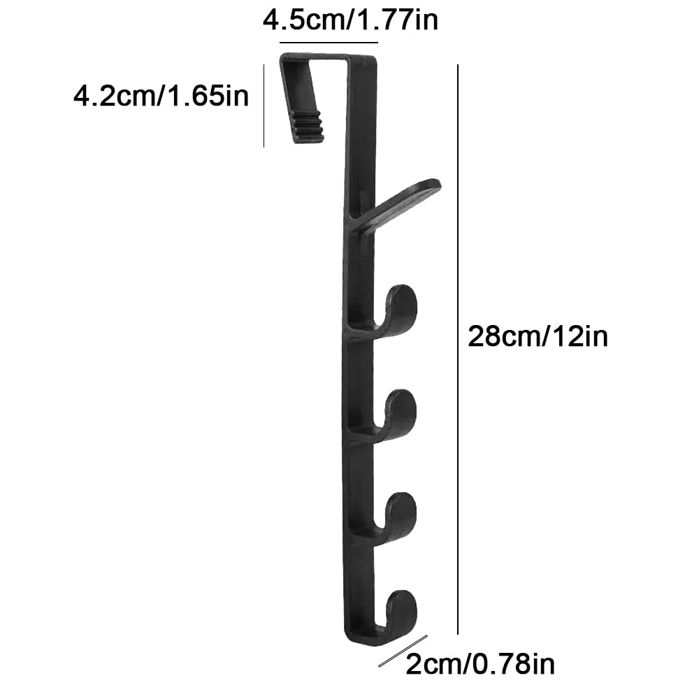 YANWANDEFA 4 Pack Over The Door Hooks Vertical Over Door Hanger Over The Door Towel Rack for Coats Hats Bags Clothes Towels Plastic Black - Image 2