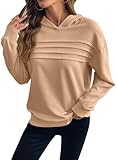 SHEWIN Women Fall Hoodies Fashion Sweatshirt Spring Lightweight Long Sleeve Sweat Shirt Oversized Casual Solid Hooded Pullover Tops 2XL, Beige