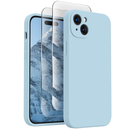 Image of FireNova Designed for iPhone 15 Case, Silicone Upgraded [Camera Protection] Phone Case, Soft Anti-Scratch Microfiber Lining Inside, 6.1 inch, Sky Blue