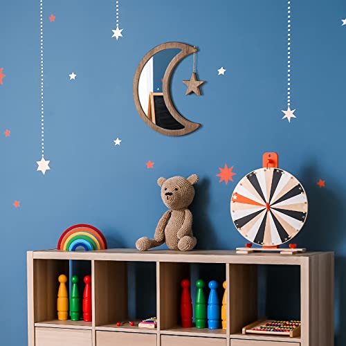 Honiway Moon Mirror 13X10 Inch Wood Boho Wall Decor Decorative Boho Mirror With Real Glass Farmhoue Wall Decor Home Decor Cute Room Decor For Bedroom Living Room Weathered Walnut #TOP5