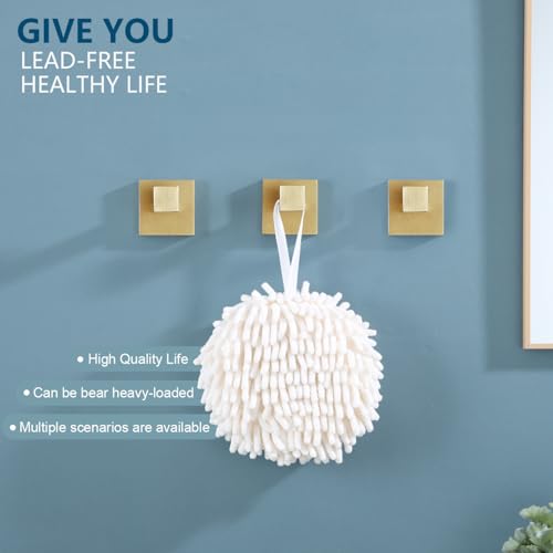 Image of KOKOSIRI Bath Robe Hook Wall Mount Square Towel Hook Coat Hook Bathroom Kitchen Garage Heavy Duty SUS 304 Stainless Steel 3 Pack Brushed Gold B1010BG-P3