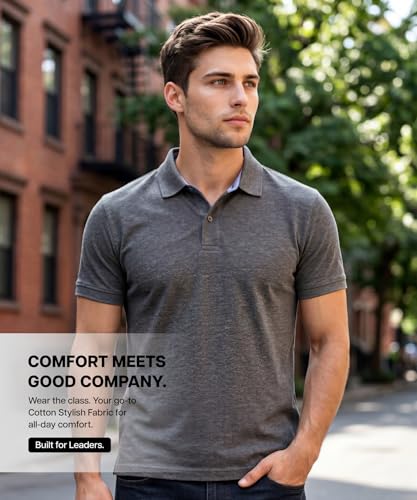 Image of AWG ALL WEATHER GEAR 100% Cotton Polo T Shirt for Men | Soft & Breathable Fabric | Regular Fit | Half Sleeve Polo Collar T Shirt | Casual & Office Wear | Comfortable & Durable Mens Polo T Shirt