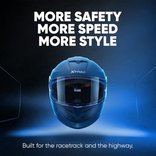 Image of Xtrac Arc Full Face Helmet - ISI Certified Bike Helmet for Men & Women | High-Impact ABS Shell | Clear Scratch-Resistant Visor | Comfortable Inner Padding | Secure Chin Strap for Safe Riding