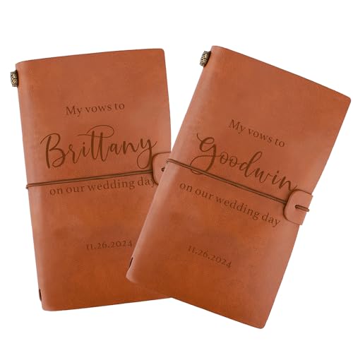 JOYKWE Personalized Wedding Vow Books Set of 2, Bride Groom