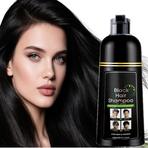 SUPGUDER 400ml Temporary Black Hair Shampoo with Natural Ingredients - Instant Color for Up to 30 Days, Simple to Use, Fast-Acting for Men and Women